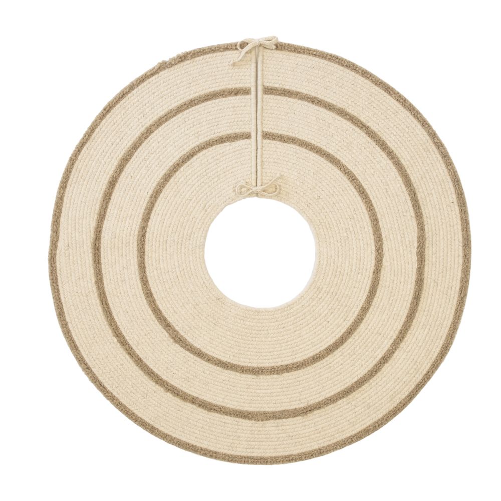 Colonial Mills OZ30 Cozy Natural Wool Stripe Holiday Tree Skirt - Natural 44" x 44"